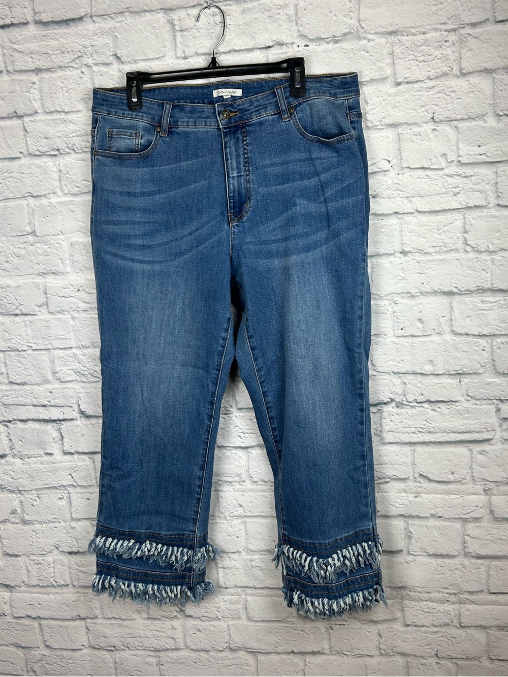 John Mark Jeans Women’s 16W Cropped Fringe Hem Denim Boho Western